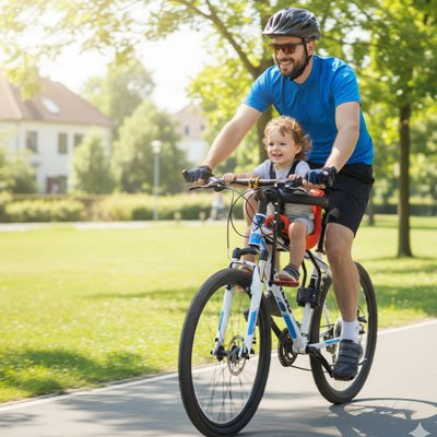 bebe assis velo papa securité