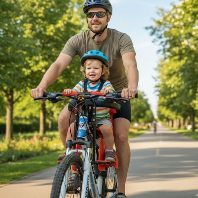 bebe assis velo papa securité
