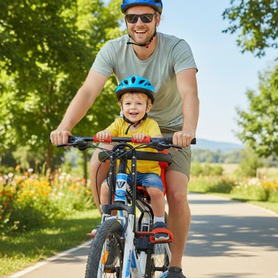 bebe assis velo papa securite