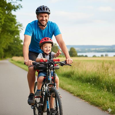 bebe assis velo papa securité