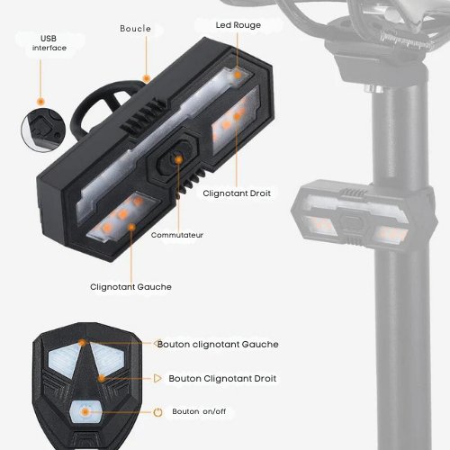 LEDBicycle™ Feu arrière de vélo, avec klaxon et Télécommande sans fil - Gear-Bike